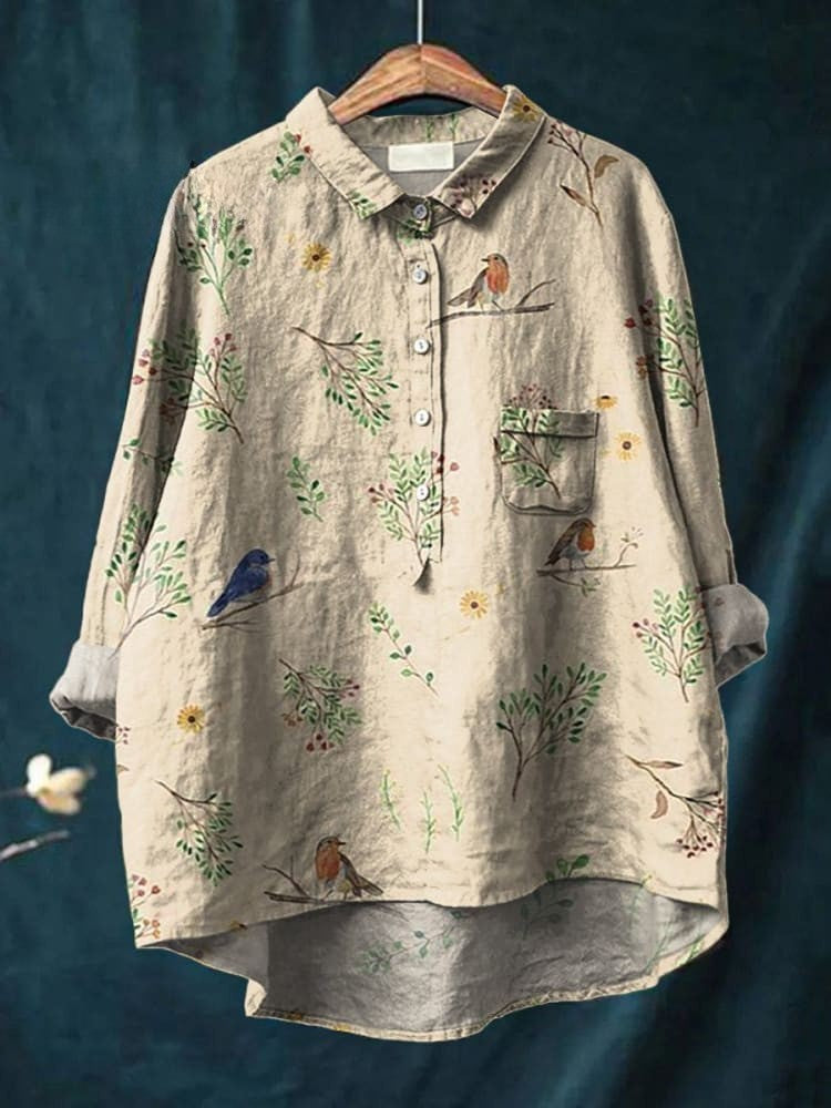 Juliette | Bird Print Relaxed Shirt