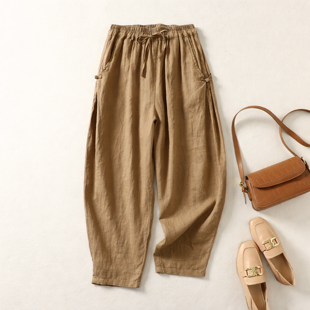 Khumo | Flowing Gossamer Linen Trousers