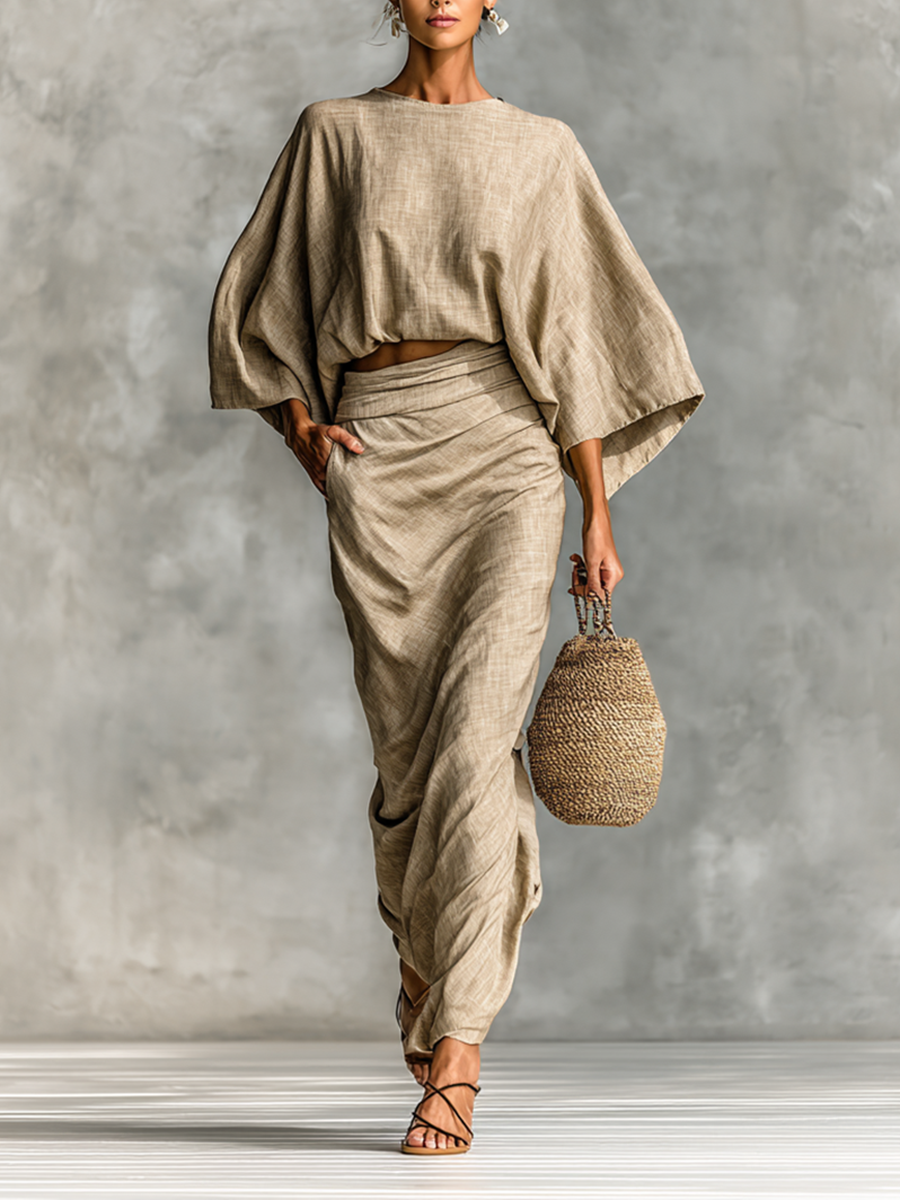 Hildegard | Linen Cotton Two-Piece Skirt Set