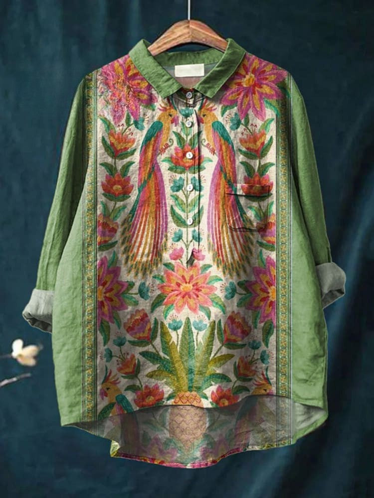 Olivia | Tropical Peacock Shirt