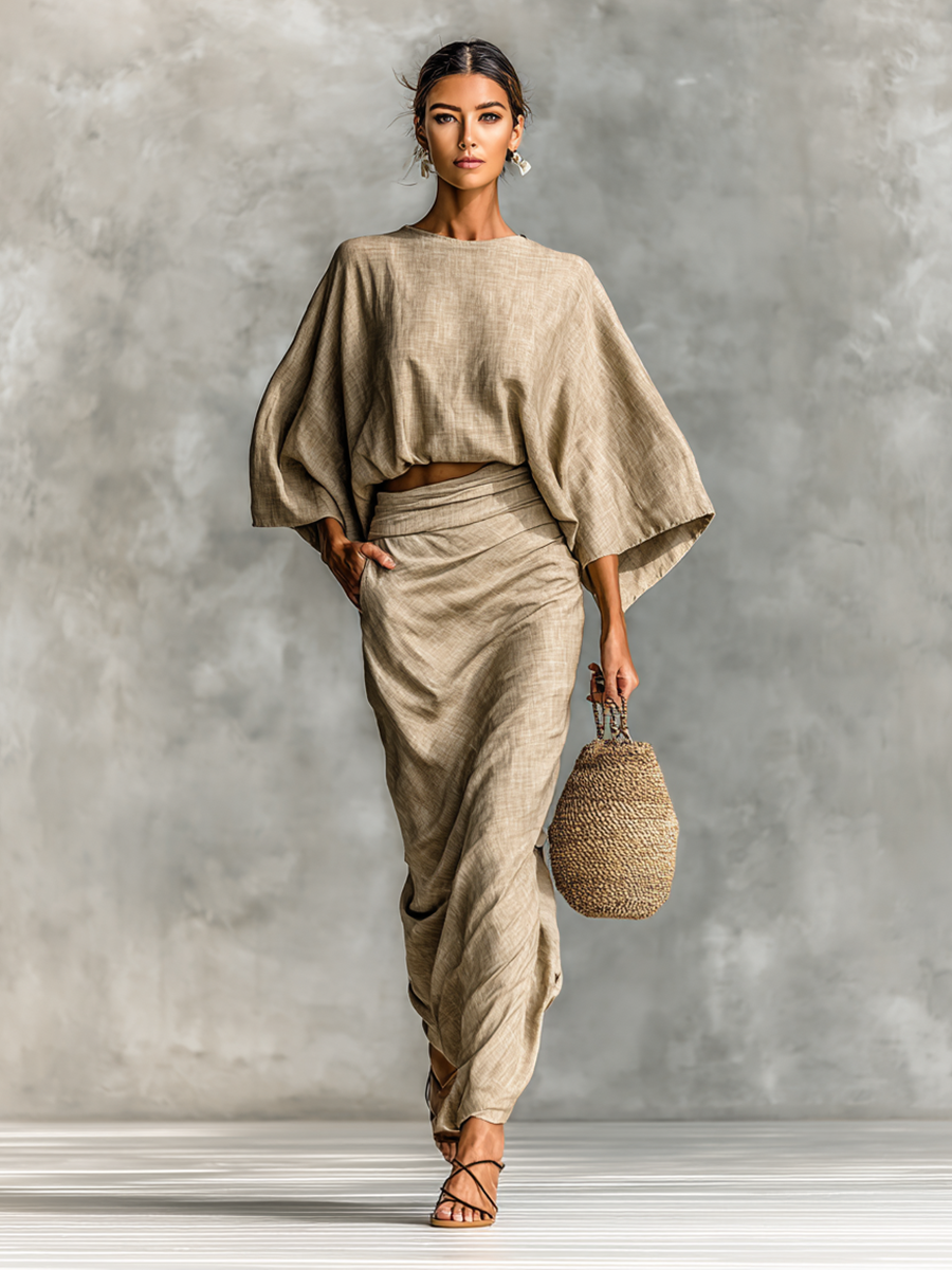 Hildegard | Linen Cotton Two-Piece Skirt Set