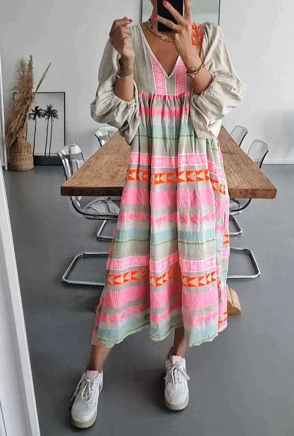 Margot | V-Neck Patterned Summer Dress