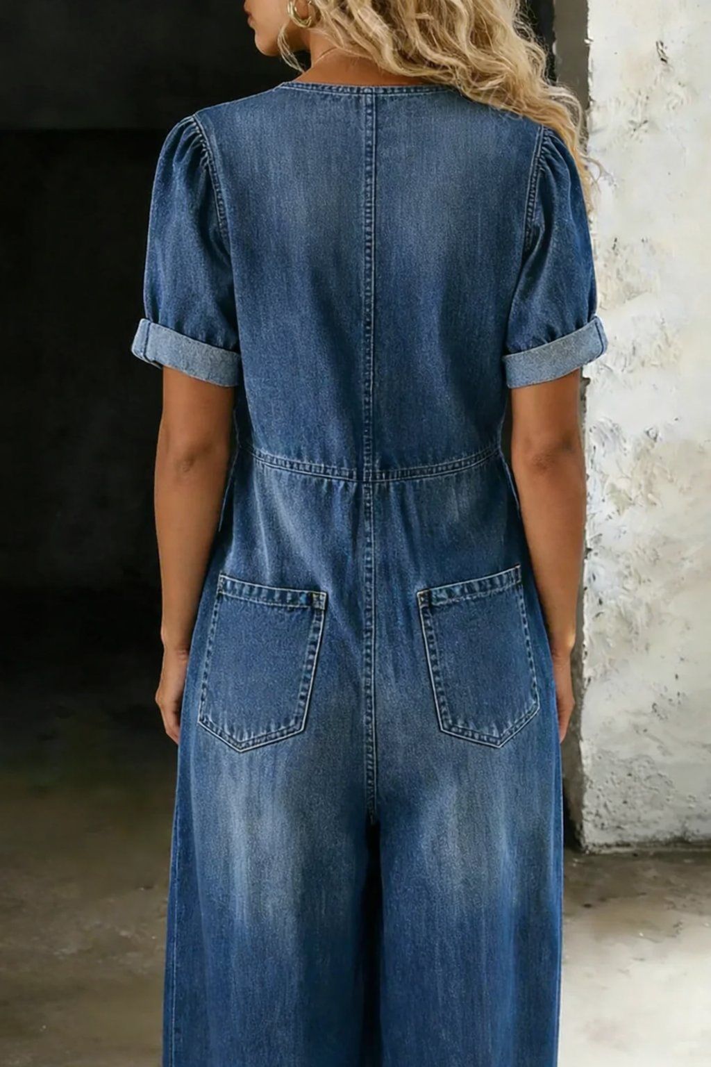 Léa | V-Neck Denim Jumpsuit