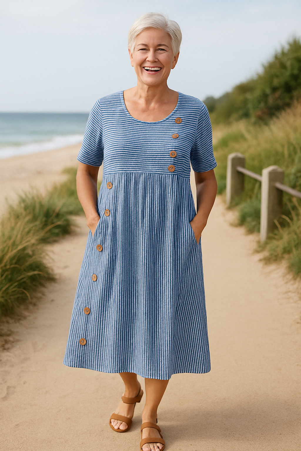 Ronel | Striped Midi Dress for Every Day