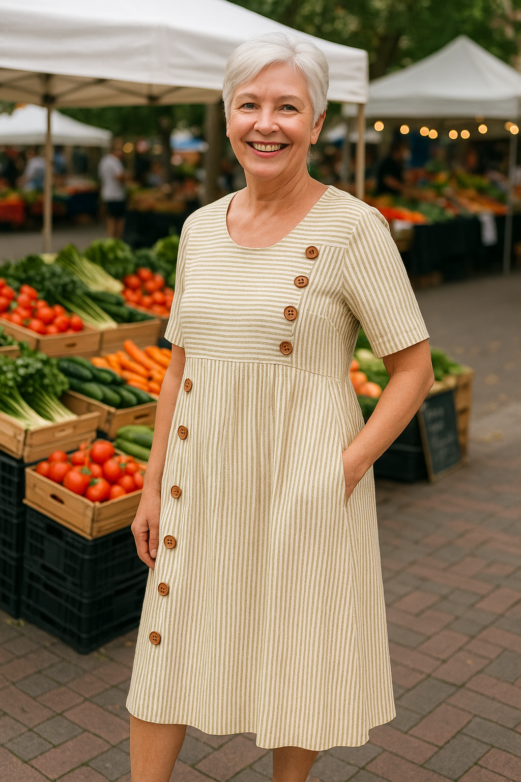 Riana | Striped A-Line Midi Dress