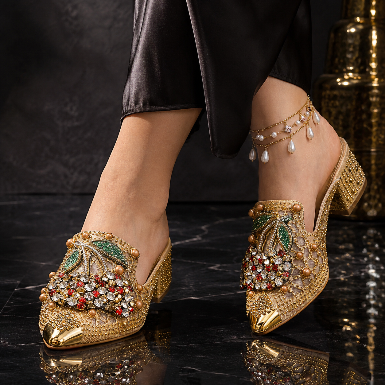 Lungelo | Crystal Cherry Statement Heels