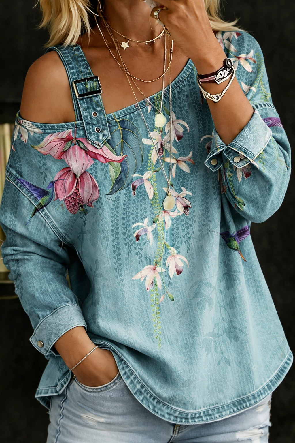 Aria | Off-Shoulder Denim Top