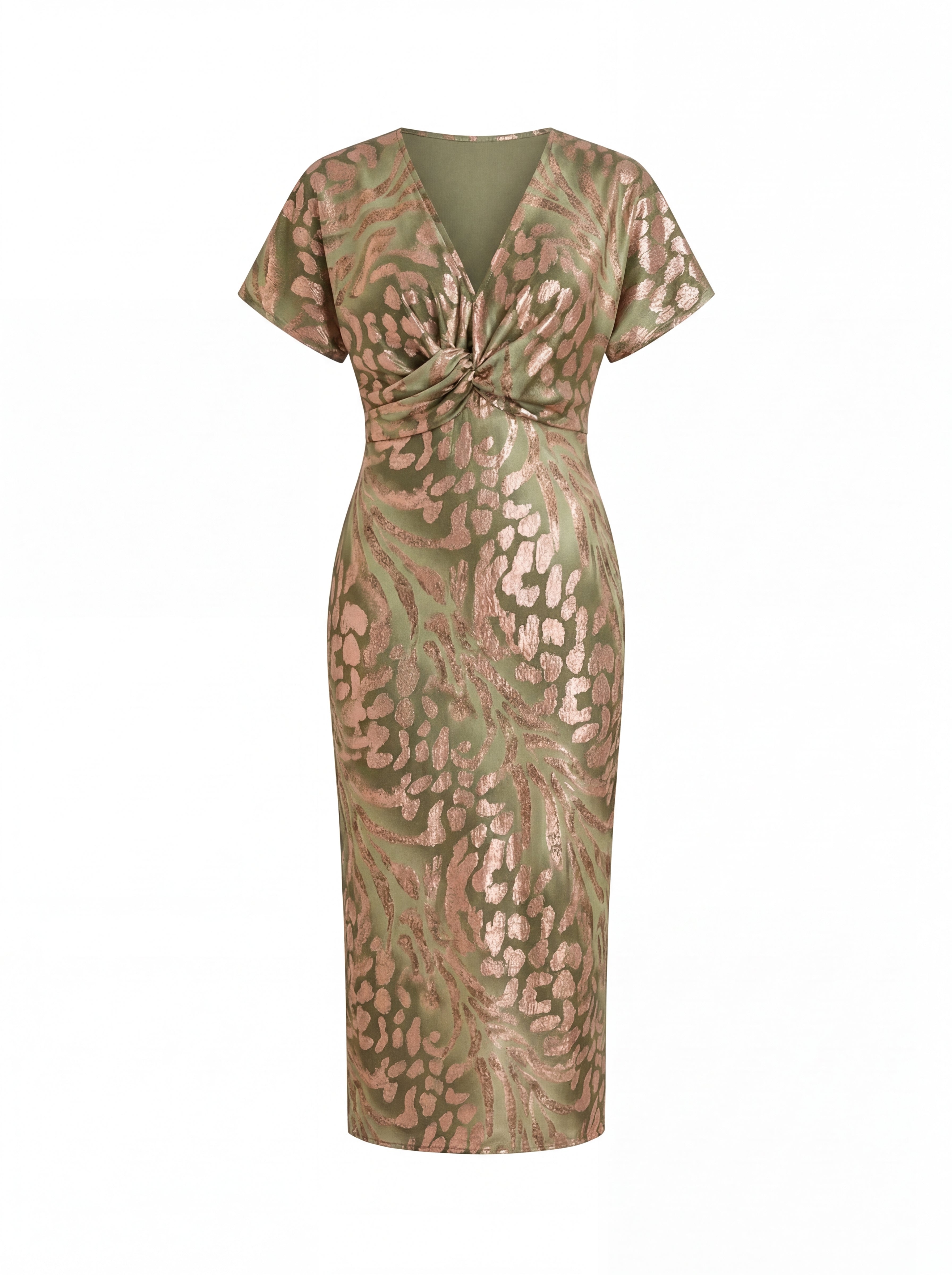 Camille | Copper Twist-Waist Midi Dress