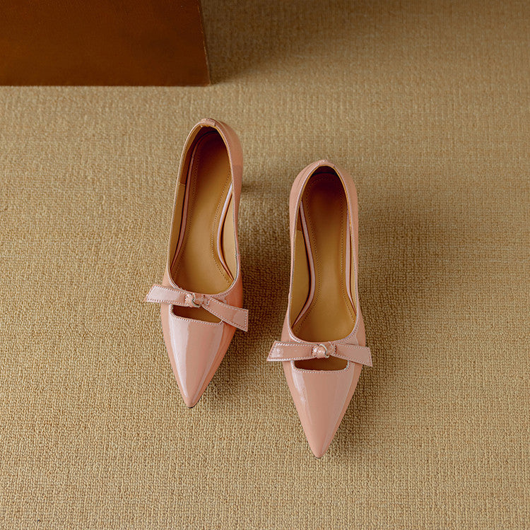Clarisse | Glossy Bow Leather Pumps