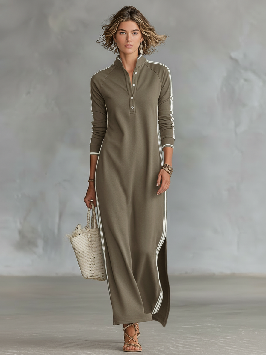 Xolile | Sweat Maxi Button-Collar Dress