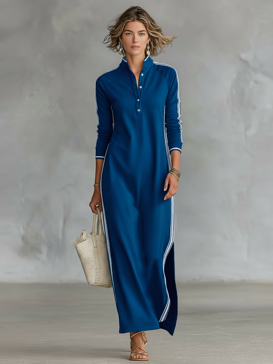 Xolile | Sweat Maxi Button-Collar Dress