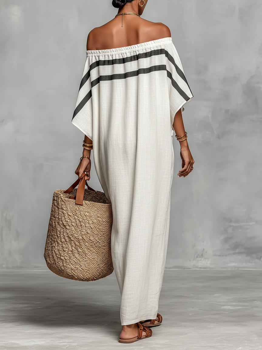 Nomava | Linen Maxi Dress Off-Shoulder
