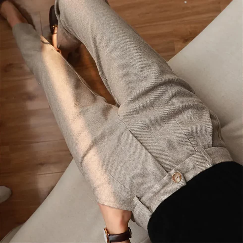Claudia | Pleated Herringbone Pants
