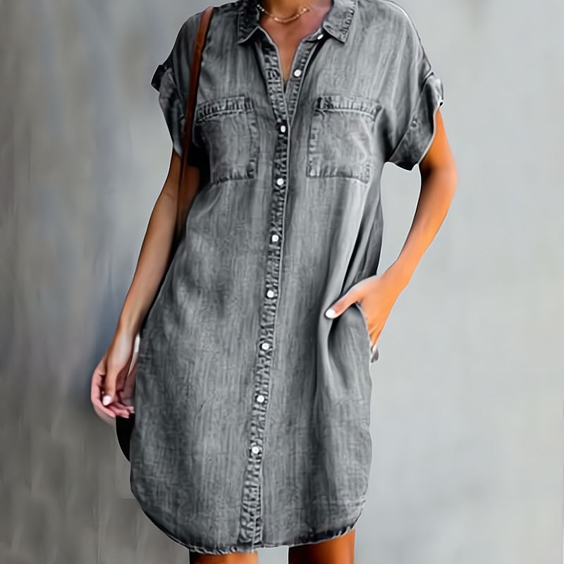 Aurelie | Button-Down Denim Shirt Dress