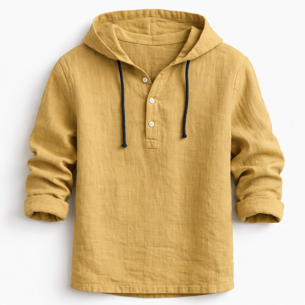 Sibakhulu | Hooded Linen Half-Button Shirt