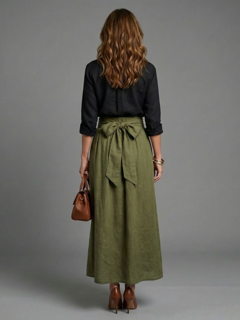 Elena | Button Blouse & Tie Midi Skirt Set