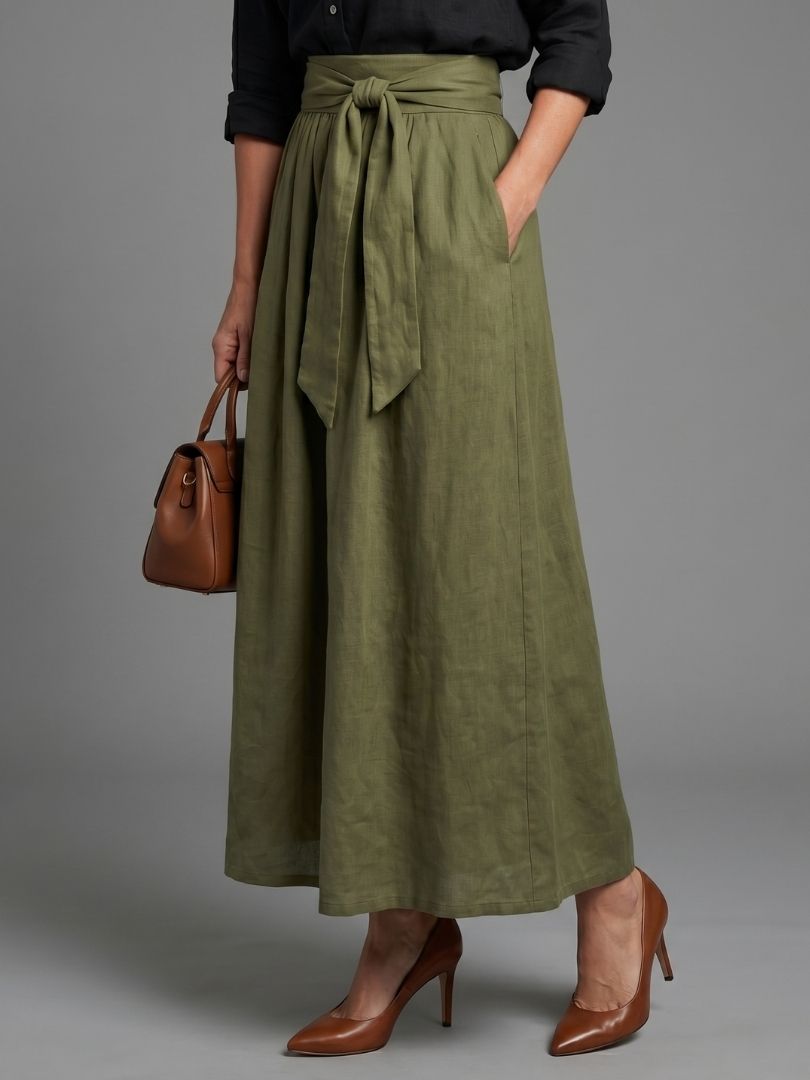 Elena | Button Blouse & Tie Midi Skirt Set