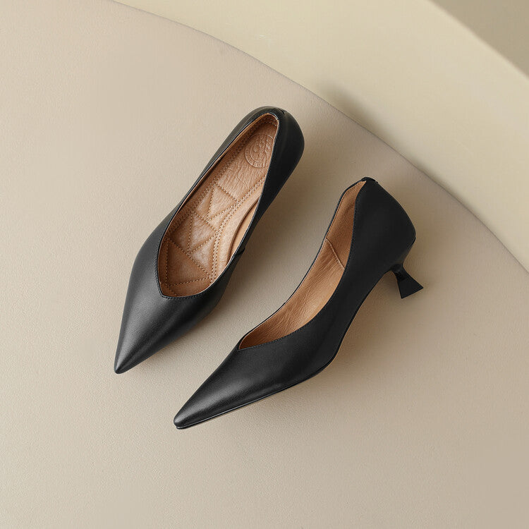 Delphine | Pointed Toe Low-Heel Pumps