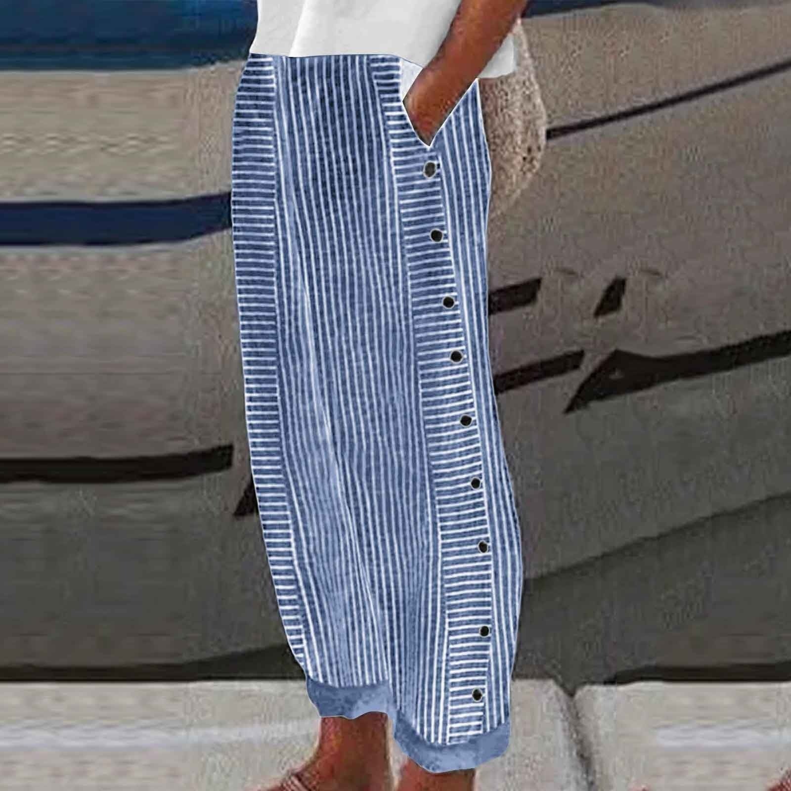 Sofia | Striped Button-Accent Pants