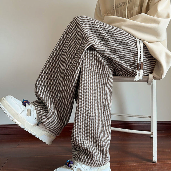 Renée | Herringbone Wide-Leg Sweatpants