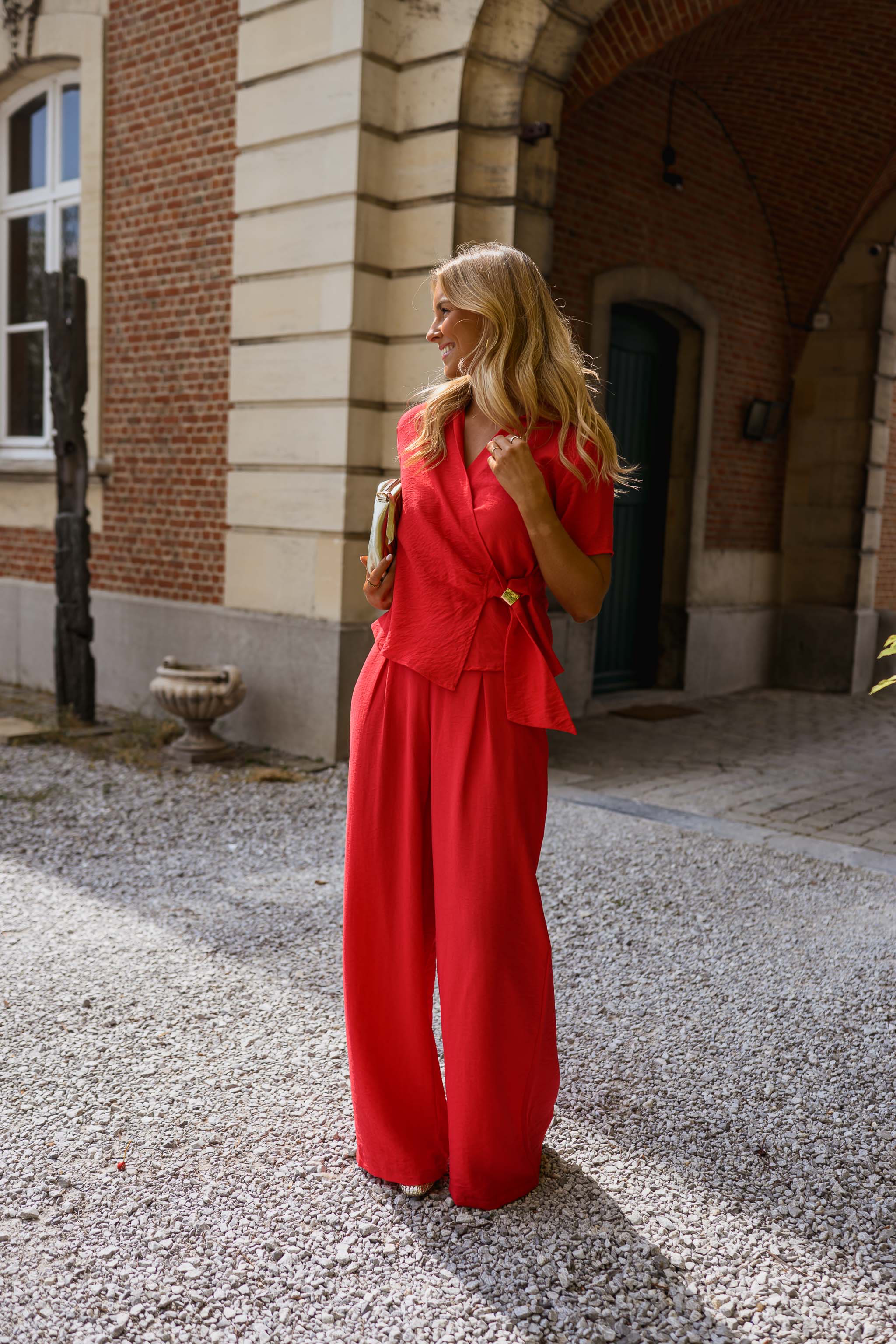 Nomathamsanqa | Fluid Red Wide-Leg Trousers