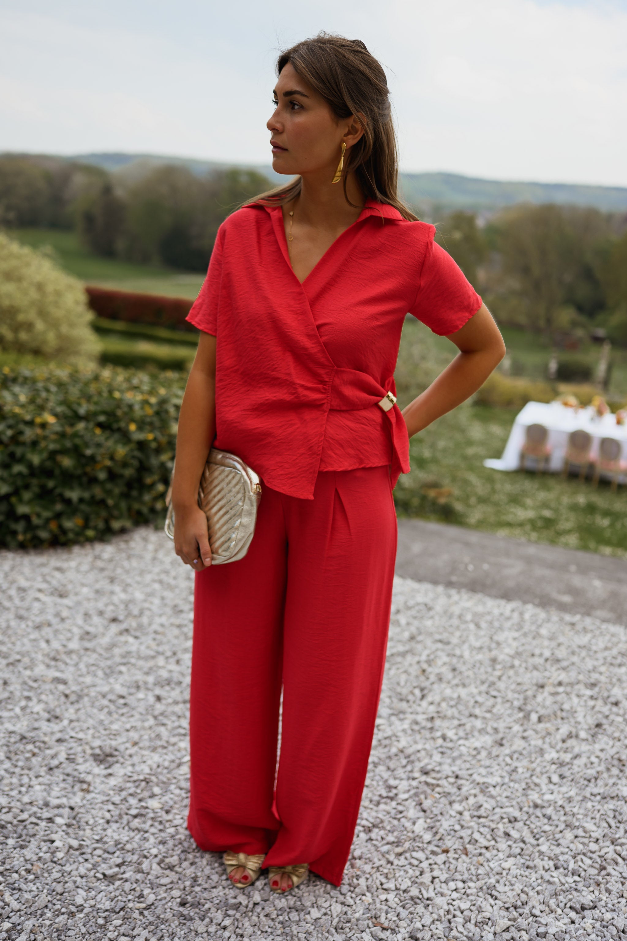 Nomathamsanqa | Fluid Red Wide-Leg Trousers