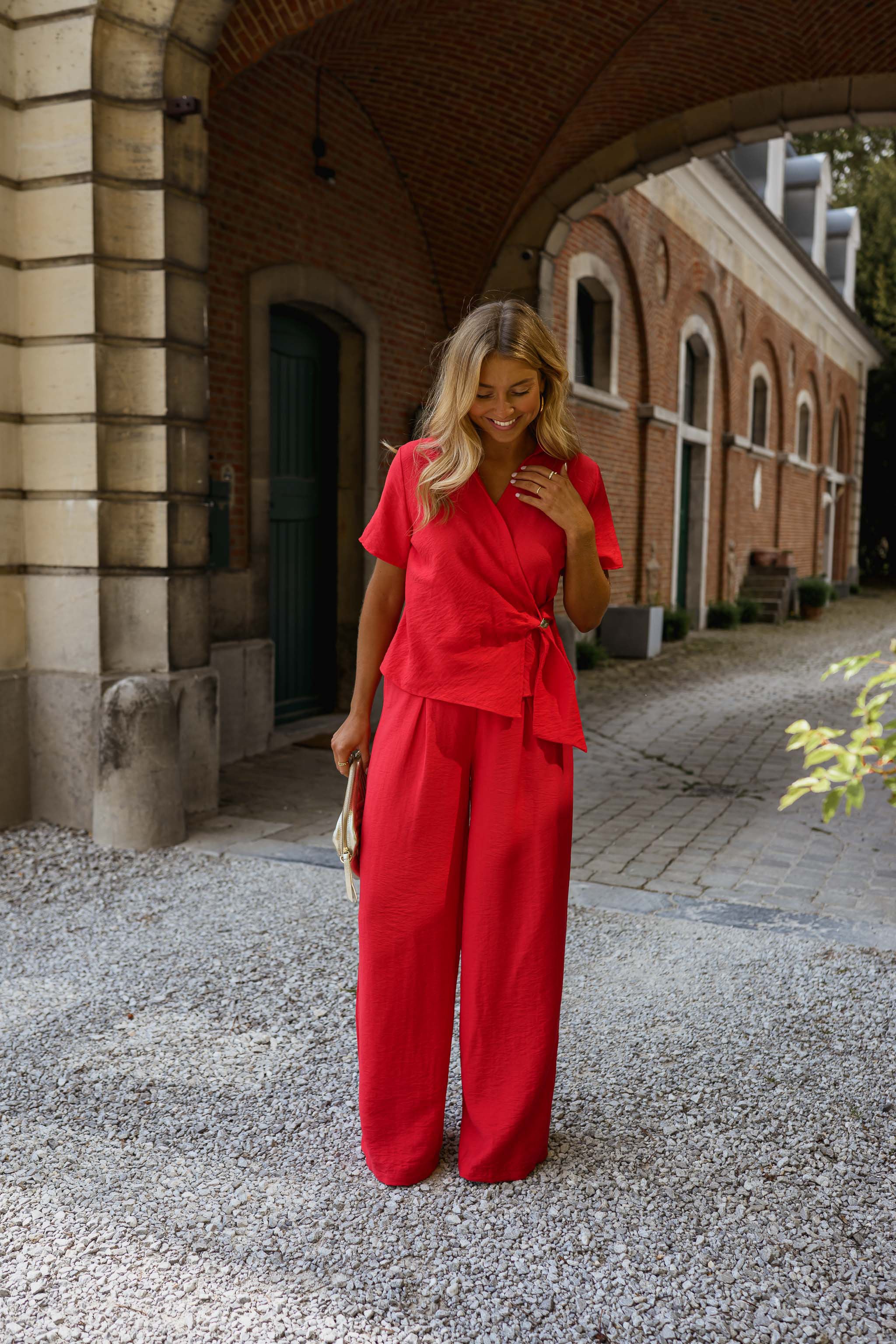 Nomathamsanqa | Fluid Red Wide-Leg Trousers