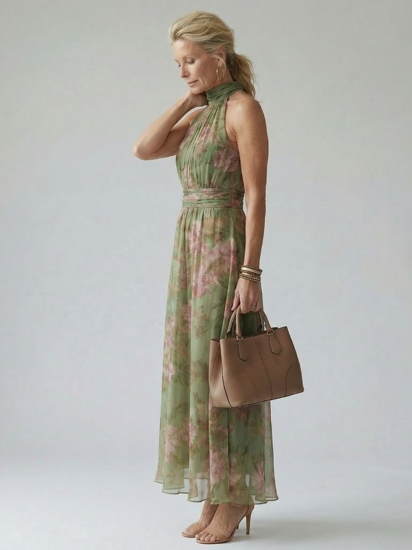 Léa | Gathered Halter Midi Dress