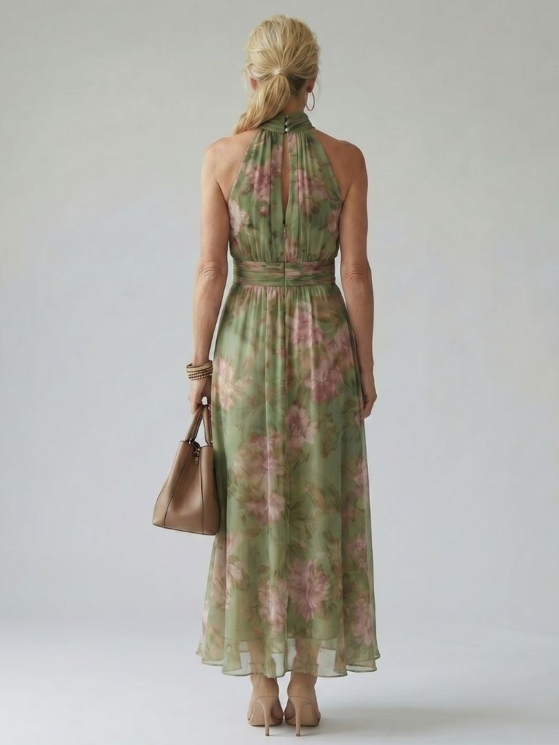 Léa | Gathered Halter Midi Dress
