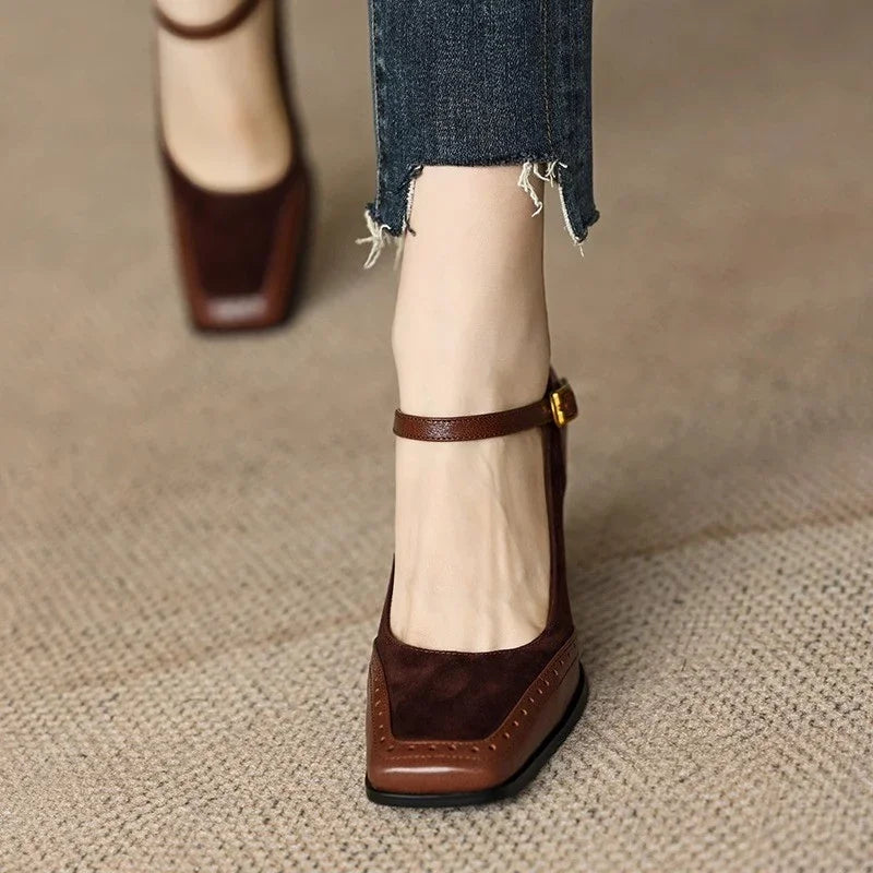 Rosalie | Brogue Block Heel Pumps
