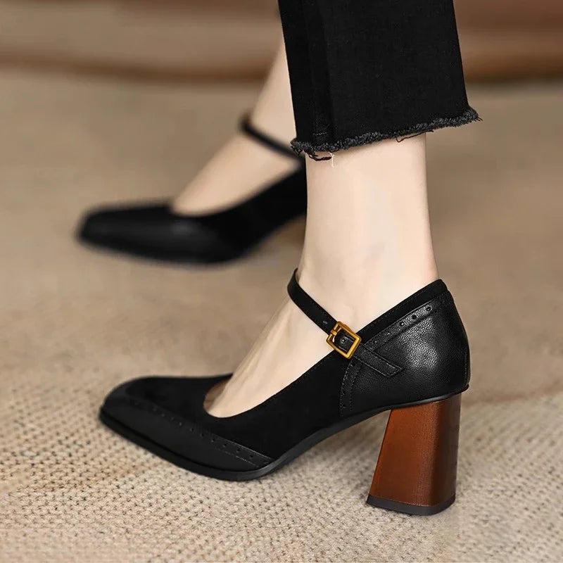 Béatrice | Brogue Block Heel Pumps