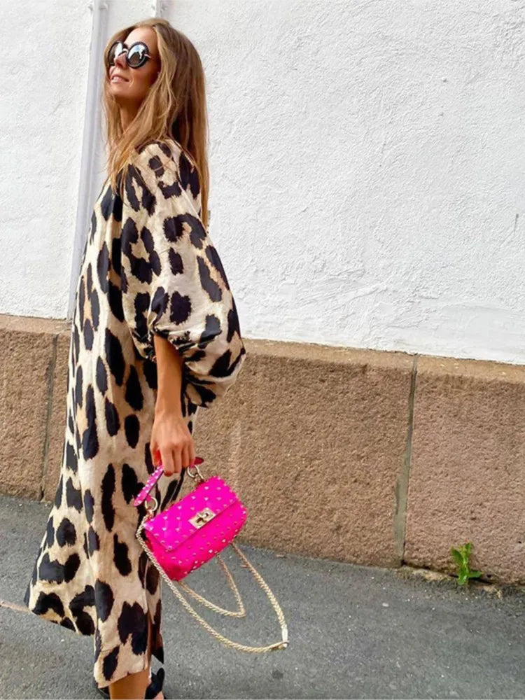 Ayla | Leopard Print Midi Dress