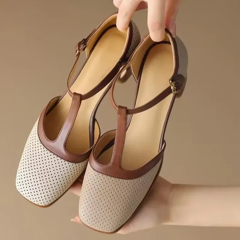 Élodie | Vintage Square-Toe Mid Heels