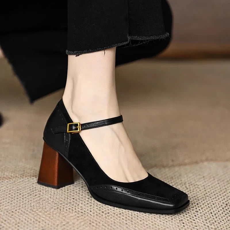Béatrice | Brogue Block Heel Pumps