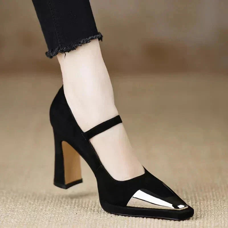 Alix | Metallic-Toe Block Heel Pumps