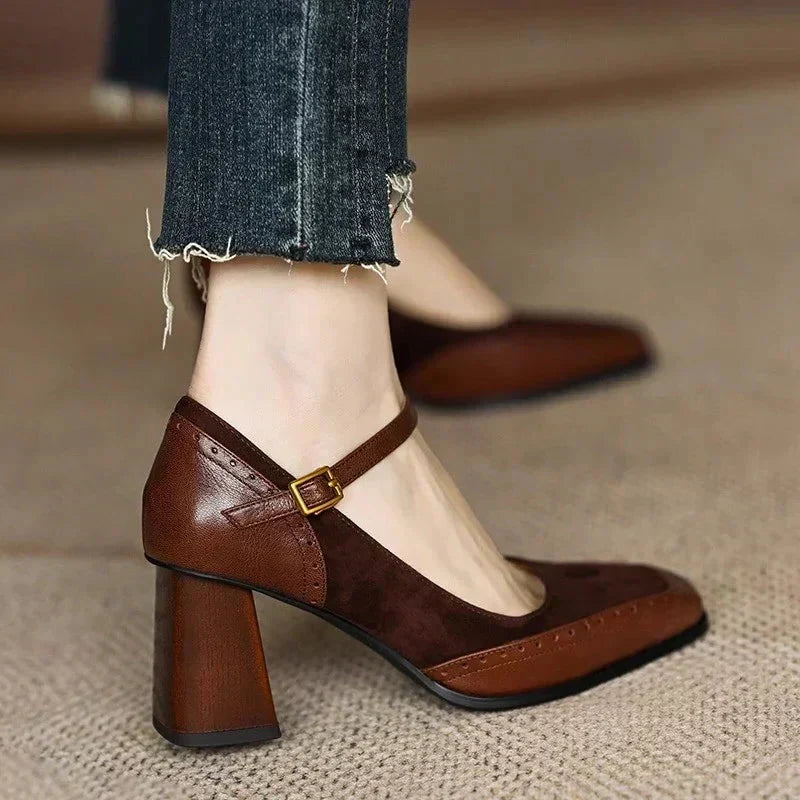 Béatrice | Brogue Block Heel Pumps