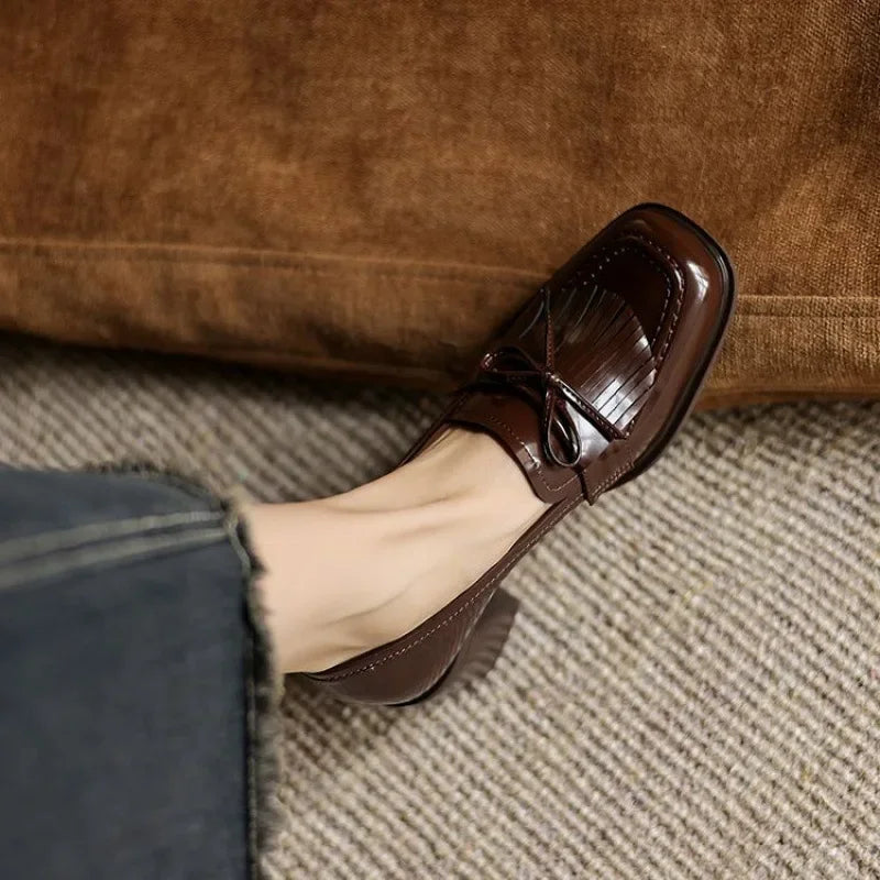 Florence | Tassel Block Heel Loafers