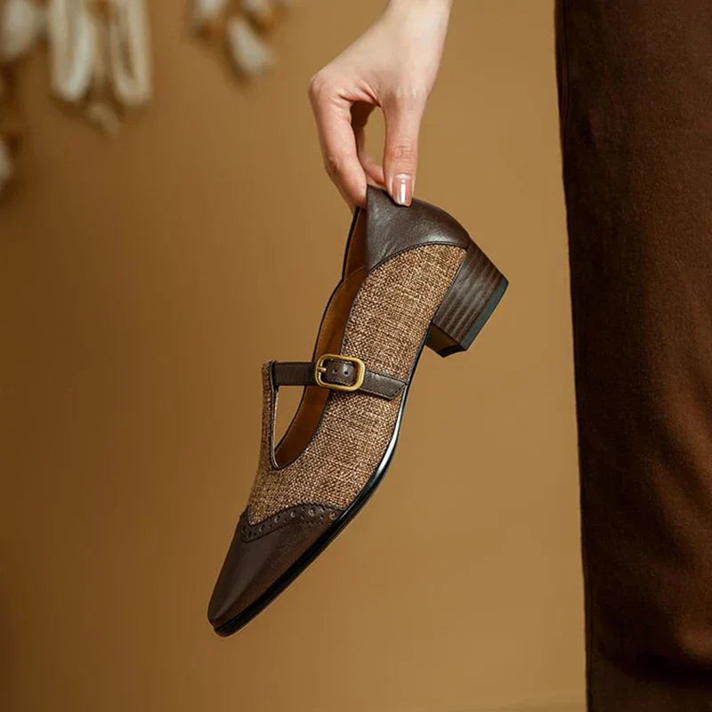 Anaïs | Classic T-Strap Leather Shoes