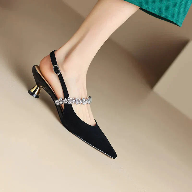 Gabrielle | Crystal Strap Slingback Pumps