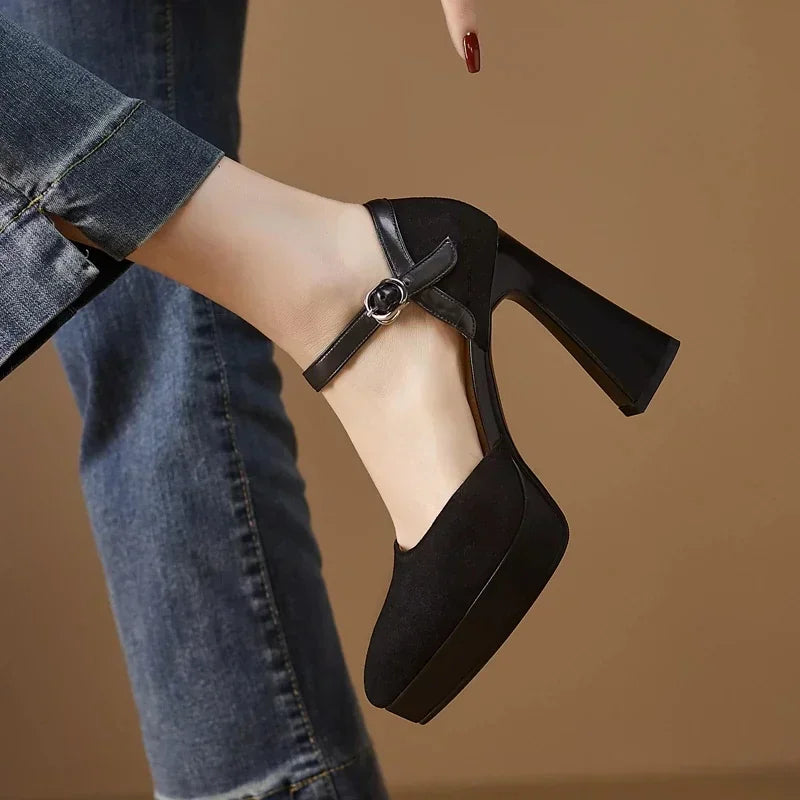 Adrienne | Block Heel Platform Pumps