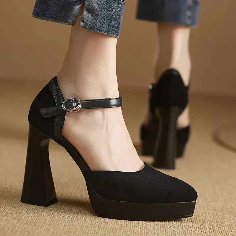 Inès | Block Heel Pumps with Ankle Strap