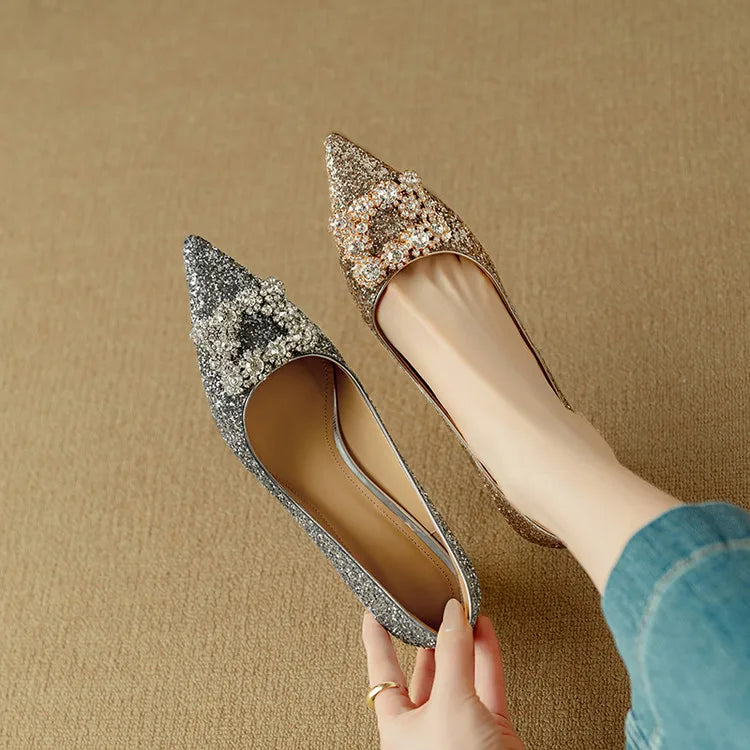 Élodie | Glitter Block Heel Pumps