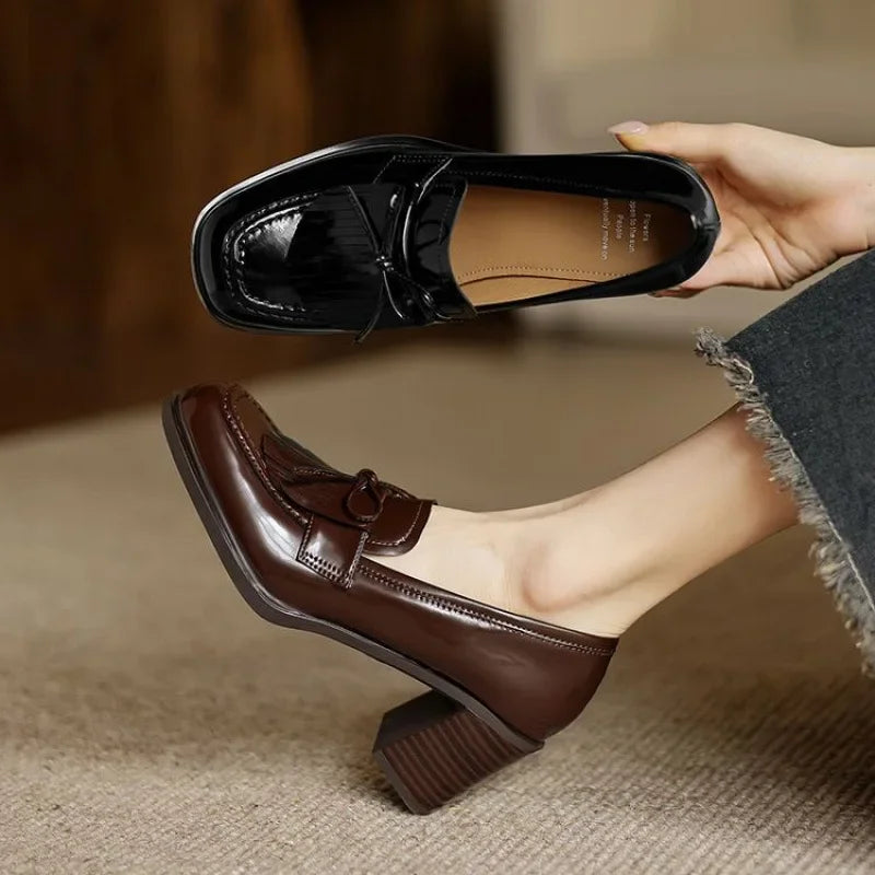 Florence | Tassel Block Heel Loafers