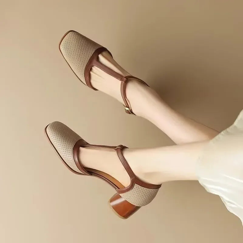 Élodie | Vintage Square-Toe Mid Heels