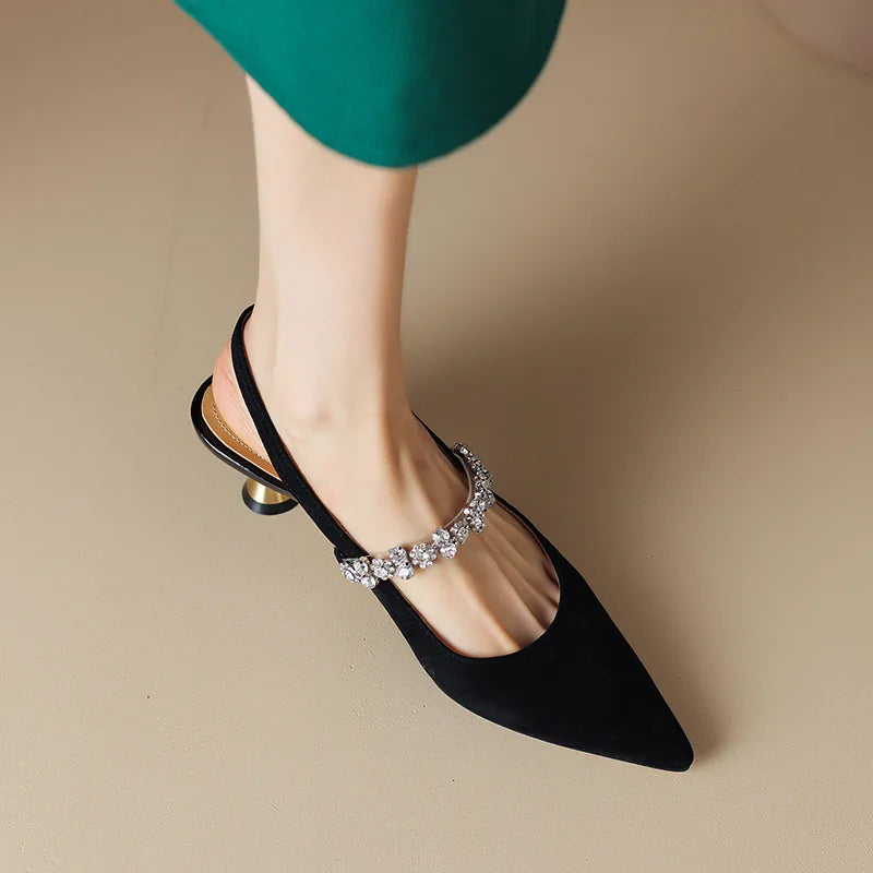 Gabrielle | Crystal Strap Slingback Pumps