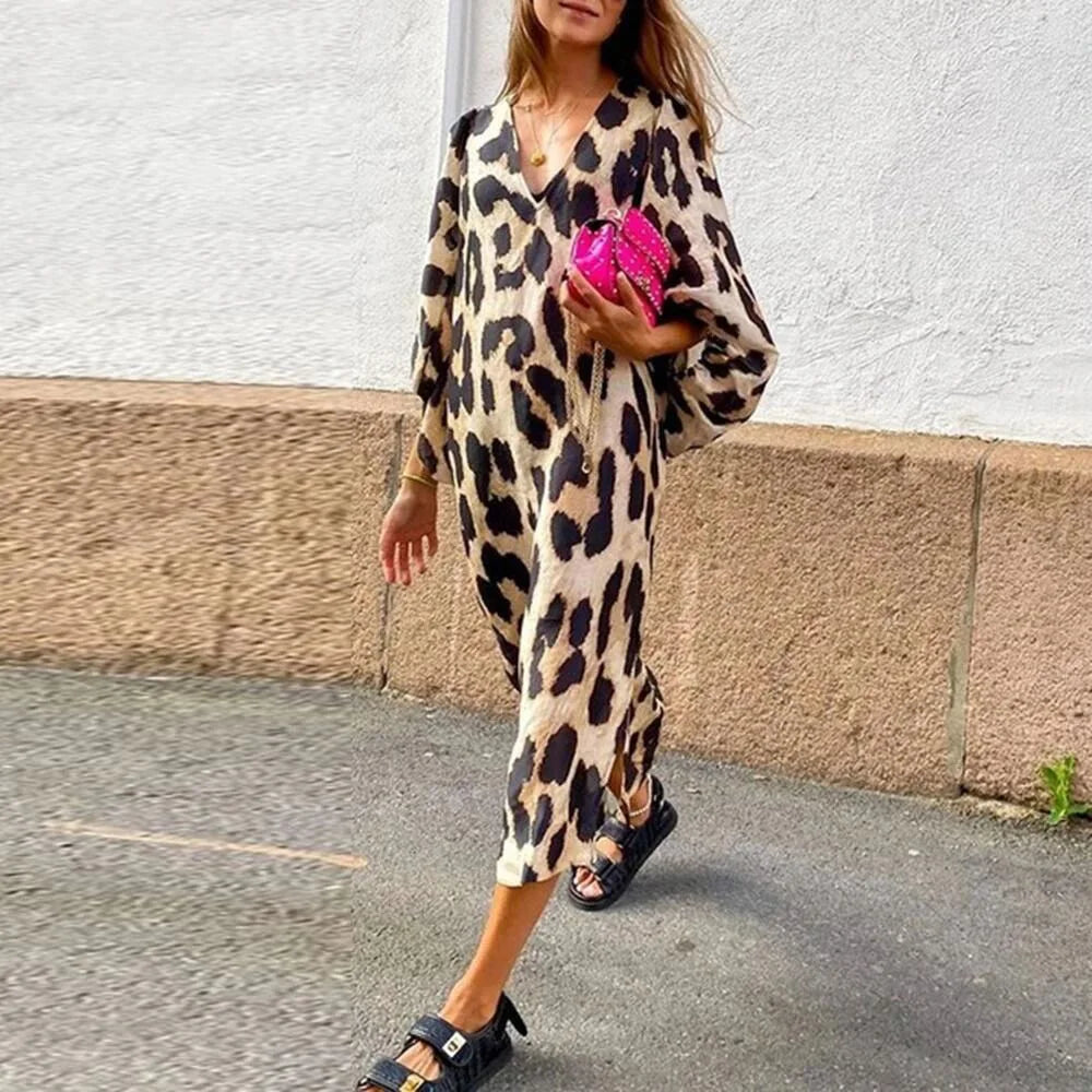 Ayla | Leopard Print Midi Dress