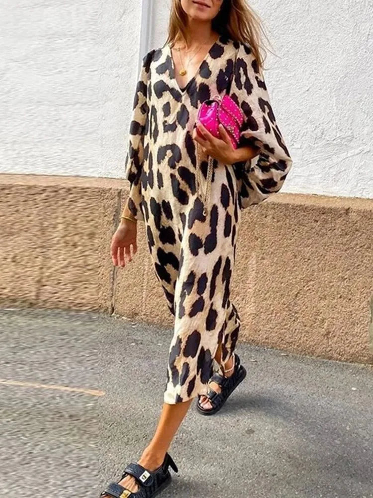 Ayla | Leopard Print Midi Dress