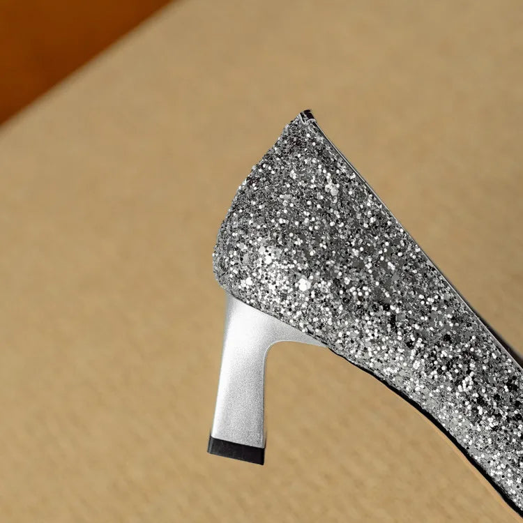 Lydie | Glitter Block Heel Pumps