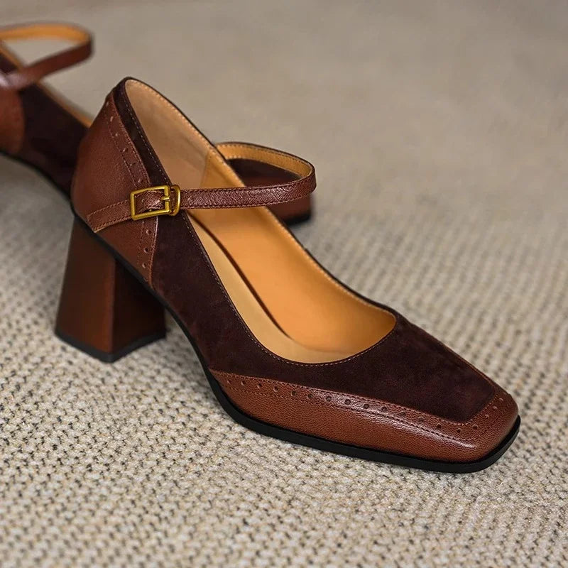 Rosalie | Brogue Block Heel Pumps