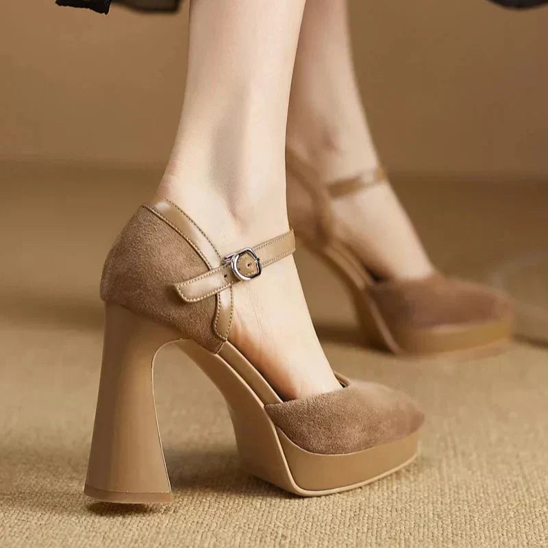 Inès | Block Heel Pumps with Ankle Strap